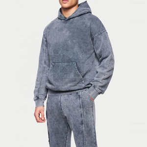 Private Label Jogger Sets Tech Fleece Jogging Trajes de sudor Jogger Set Pullover Hoodies Acid Wash Chándal - Product Image 3