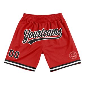 Industrie Direct Engro Sportswear Basketball <b>Shorts</b> Custom <b>Red</b> Black-White Authentic Throwback Basketball <b>Shorts</b> - Product Image 1