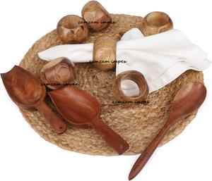 Juego de 6 servilleteros de madera rústicos hechos a mano para cenas diarias, bodas, cenas, fiestas, soportes de Decoración de mesa disponibles en stock - Product Image 3