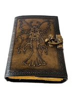 Fée Femmes En Relief Vintage Charbon En Cuir Véritable Livre De Sort Celtique Wiccan Journaux Pour L'écriture À La Main Deckle Art Papier