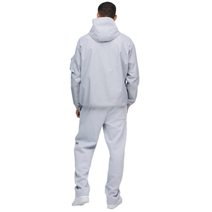 แจ็กเก็ตกันลมสีเทาเงินแบบกำหนดเองแจ็คเก็ตกันลมแบบซิปครึ่งแขนมีกระเป๋าใส่ดินสอ - Product Image 3