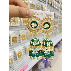 Pendientes de joyería fina cristiana de la India Étnico Egipto Joyería india para mujer Pendientes de tuerca Pendientes bohemios clásicos Jhumka - Product Image 2