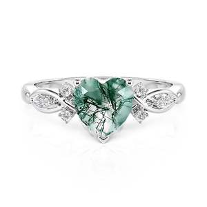 Jeulia 18K Gold Plated Infinity Heart Moss Agate <b>Opening</b> Engagement <b>Ring</b> - Product Image 1