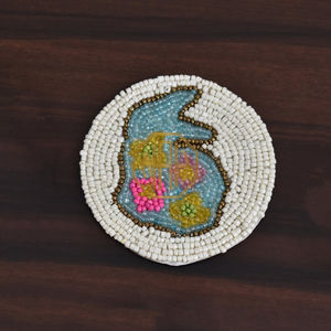 2026 <b>Beaded</b> Flower Coaster in Green and <b>Turquoise</b> Handmade Decorative Table Accent - Product Image 6