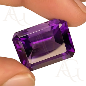 Grosse améthyste octogonale cultivée en laboratoire Pierres précieuses à facettes pour la fabrication de bijoux Pierres précieuses synthétiques cultivées en laboratoire - Product Image 2