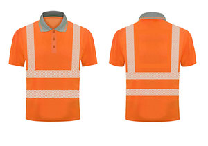 Chemise à manches courtes haute visibilité LOGO personnalisé Polo de sécurité Flèche orange Uniforme de construction réfléchissant - Product Image 5