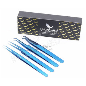 Pinzas para Pestañas con Logotipo Personalizado, Ecológicas, de Marca Privada, Color Azul Plasma, Accesorio para Extensión de Pestañas, Pinzas para Aislamiento de Pestañas - Product Image 3