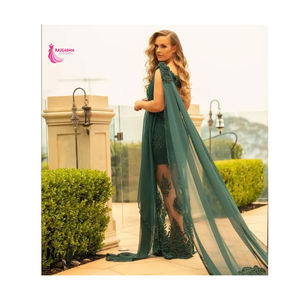 El Más Hermoso Vestido de Noche sin Espalda con Decoración de Patrones de Cuentas y Cintura Natural - Product Image 1