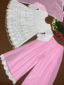 NEW DESIGNER HEAVY FUAX GEORGETTE <b>TOP</b> with WORK PALAZZO SUIT for PARTY WEAR <b>INDIAN</b> TRADITIONAL - Product Image 5