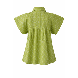 Blusa Casual Holgada de Algodón Dobby con Pliegues, Logotipo Bordado, Botones, Estilo Moderno para Uso Diario, Tejida, Larga o Corta, Temporada de Primavera, Tallas XS-XL - Product Image 2