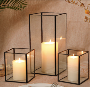 Meilleur design Bougeoir en verre Éclairage domestique Bougeoir de table en métal et en verre Festival de Noël Intérieur Extérieur - Product Image 4