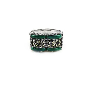Art Palace Vintage Geometric 925 Silver <b>Jade</b> Cocktail <b>Ring</b> Bezel Setting Unisex Everyday Wear From Rajasthan for All - Product Image 3