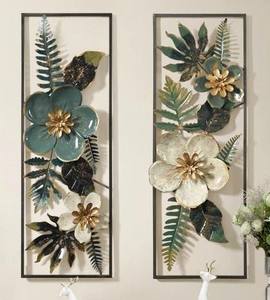 New Flower and Leaf metal <b>Frame</b> wall <b>art</b> set of 2 Panel wall <b>art</b> decor Home Decor hot selling for living room bedroom hotel - Product Image 1