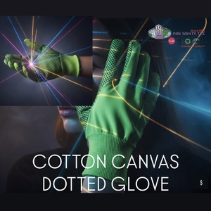 Powergrip hi-vis màu xanh lá cây bông <span class=keywords><strong>PVC</strong></span> chấm găng tay Găng tay với đôi Palm đan cổ tay cho nam giới Kho làm việc an toàn bảo vệ tay - Product Image 2