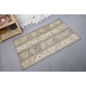 Alfombra Turca Vintage Pequeña de 2.5x4.1 pies, Alfombra de Lana Beige - Product Image 2