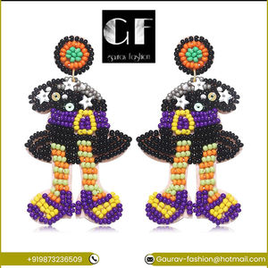 Boucles d'oreilles bohême faites à la main pour femmes mode ethnique cristal perlé fil bijoux plaqué or acheter maintenant de l'inde - Product Image 2