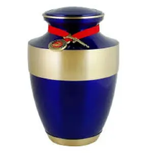 Urnes de crémation en laiton bleu Design Pots funéraires et urnes commémoratives pour les cendres Nouveau dans le prix de gros de l'Inde de luxe