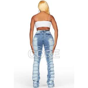 Pantalon empilé pour femmes de taille moyenne de haute qualité toile respirante nouvelle conception décontractée Offre Spéciale - Product Image 4