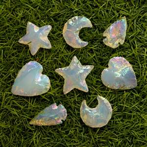Natural Opalite Crescent Moon Star Heart Arrow Carving <b>Crystal</b> Healing Aura <b>Coating</b> Metaphysical Jewelry Pendant Charms Loose - Product Image 1