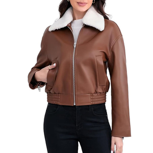 Chaqueta Bomber de Cuero y Piel para Mujer al por Mayor |   Chaqueta de Invierno de Lujo con Ribete de Piel Sintética | Fabricante y Proveedor de Chaquetas Bomber Elegantes para Mujer - Product Image 1