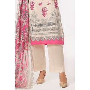 ชุดสูทผ้าลอนสำหรับผู้หญิงสีขาวนวลแบบ 3 ชิ้น ไม่เย็บตะเข็บ พร้อมลายพิมพ์ดิจิทัล คอจีน - Product Image 5