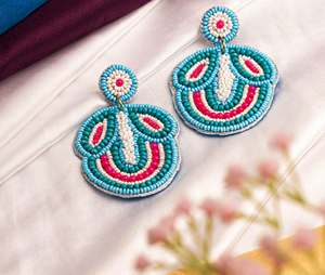 Pendientes Bordados de Durga, Pendientes Personalizados con Cuentas Múltiples, Joyería Festiva para Mujer al Mejor Precio, Pendientes con Cuentas - Product Image 4