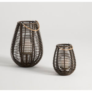 Lanterne en rotin vintage, porte-bougie tissé, décoration de table et lanterne suspendue de style campagnard naturel, décoration intérieure - Product Image 6