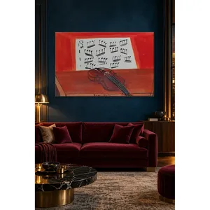 Fida Raoul Dufy - Impression sur toile de violon rouge et de partitions - Product Image 3