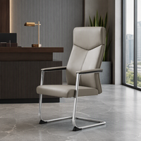 Chaise de bureau cantilever robuste en chrome, en cuir PU, dossier haut, chaise de direction avec accoudoirs rembourrés pour la réception