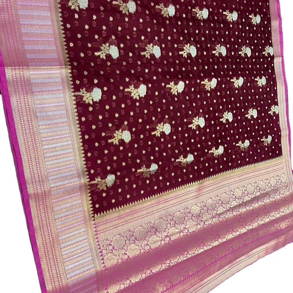 Sari di seta di Banarasi di alta vendita per matrimonio e Festival al prezzo all'ingrosso da donne India indossano sari di seta Banarasi