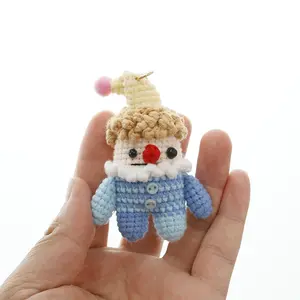 Handmade mini palhaço crochet palhaço brinquedo crochet boneca crochet amigurumi pequena boneca miniatura palhaço recheado brinquedo para crochet coringa