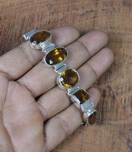 Pulsera Ajustable de Plata de Ley 925 con Cuarzo Ahumado, Joyería de Piedras Preciosas Hecha a Mano, Regalo Elegante para Mujer - Product Image 1