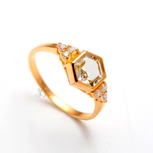 แหวนเงินแท้925ทำด้วยมือฝังหนามเตยพลอยซิทรีนธรรมชาติ - Product Image 2
