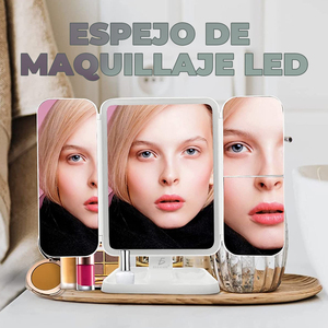 Specchio per il Trucco LED Pieghevole in Tre Parti con Diverse Ingrandenze in Materiale Plastico - Product Image 6