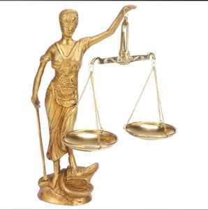 Laiton 12 pouces Justice Statue Sculptures Style traditionnel artisanat plié conception aveugle pour la décoration de la maison bureau exclusif - Product Image 1