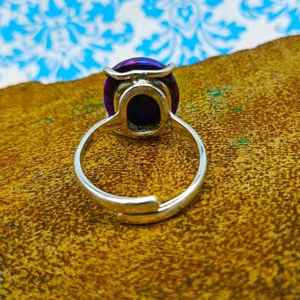 Bague en argent sterling 925 faite à la main élégante pierre de turquoise en cuivre violet naturel pierre précieuse de coupe ovale lisse pour mariage ou fête - Product Image 4