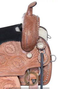 Selle en cuir véritable légère de qualité supérieure fabriquée à la main pour Western Barrel Racing Rodeo Performance Confortable Show Horse Riding - Product Image 3