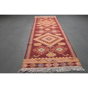 Vintage Turkish Rug, 2.6x6.7 ft Rug, <b>Red</b> <b>Runner</b> Southwestern Rug - Product Image 2