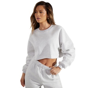 Otoño Invierno Primavera Sudadera corta para mujer Longitud corta Manga larga Cuello redondo Casual Logotipo frontal 100% Algodón Ecológico - Product Image 6