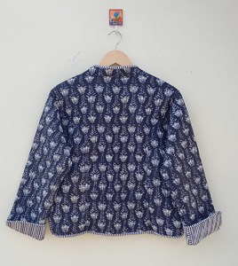 Indian Handmade Floral Winter Jacket Women Soft Cotton Quilted <b>Button</b> Hand Block Printed Comfortable Relaxed Breathable - Product Image 4