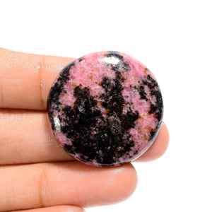 Piedras preciosas sueltas semipreciosas de forma redonda con parte posterior plana Natural de alta calidad de Rodonita Rosa clara para la fabricación de joyas - Product Image 1