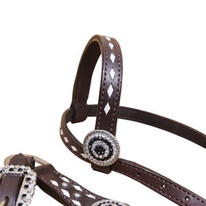 Ensemble de têtière et collier de poitrine en dentelle tressée Western Horse à carreaux noirs et blancs Vente en gros du fabricant - Product Image 3