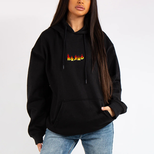 Prix bas, sweat à capuche en tricot surdimensionné pour femmes, hiver, 100% coton, léger, respirant, impression personnalisée de badge frontal, OEM - Product Image 5