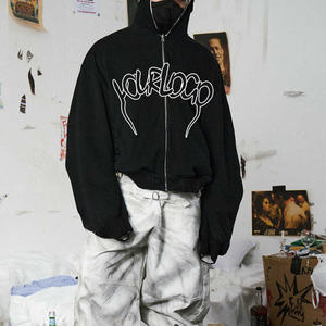 Alta calidad 100% algodón color personalizado streetwear ajuste suelto nuevo diseño pantalla impresa gota hombro pulóver Sudadera con capucha para hombre. - Product Image 3