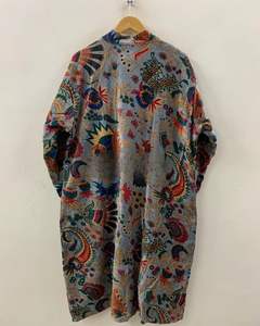 Venta al por mayor Kimono largo de terciopelo Vestido de Casa Kimono Playa Cubrir Vestido de mujer Kimono de terciopelo estampado - Product Image 2