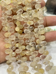 ลูกปัดควอทซ์เจียระไนแบบเหลี่ยมเพชรพลอยสีทองธรรมชาติเม็ดกลมขนาด8นิ้วขนาด5-7มม. ลูกปัดหินควอทซ์ - Product Image 6