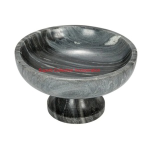 Bol de service en marbre noir fait à la main de conception de luxe bol de fruits en pierre naturelle et pièce maîtresse décorative pour la décoration intérieure élégante - Product Image 3