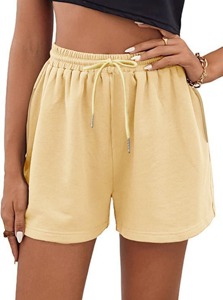 Pantalones cortos de Yoga de entrenamiento de talla grande con Control de barriga alta para mujer, pantalones cortos de Fitness medios de algodón 100% con patrón sólido para pantalones cortos informales sueltos altos - Product Image 2