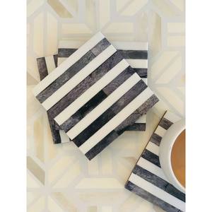 Posavasos con incrustaciones de hueso de diseño moderno con hoja de color blanco y negro para utensilios de cocina y mesa decorar alfombrillas y almohadillas con incrustaciones de hueso - Product Image 3