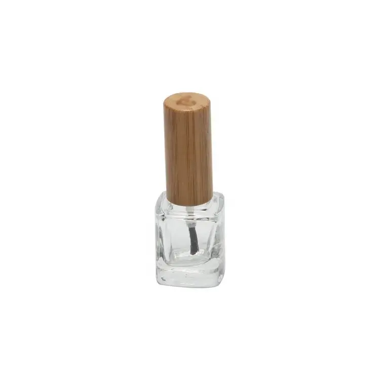 5ml 8ml 10ml 12ml 15ml Eco-friendly Empty Round Shape Nail Polish Glass Bottle With Bamboo Brush Cap